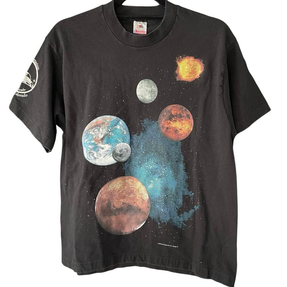 Vintage 90s Solar System Fiske Planitarium Uni of Colorado Single Stitch Shirt L